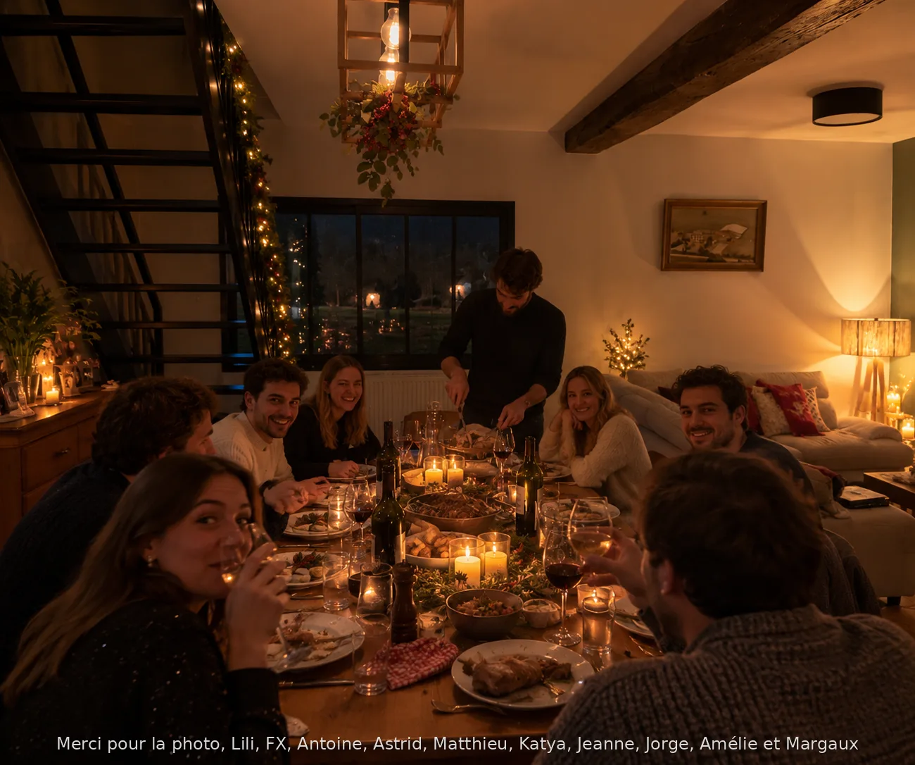 Christmas dinner with friends around the gîte's large table