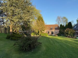 Jardin paysager du Domaine Majorelle avec arbres et coin détente